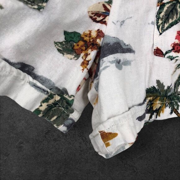 Vintage Linen Blend Tropical Island Shorts, Paperbag Elasic Waist, Pockets SZ S - Picture 4 of 11